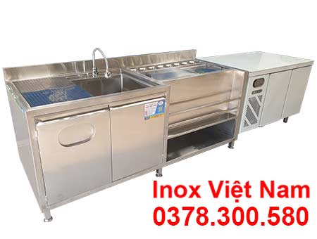 Hệ Quầy Pha Chế Inox 304 Có Quầy Bar Bồn Rửa Bàn Mát QB-63