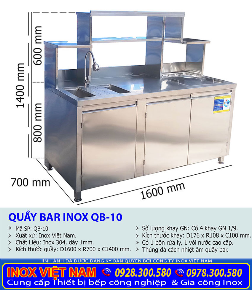 Quầy bar inox qb-10