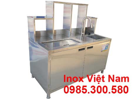 Quầy Pha Chế Trà Sữa Inox QB-56