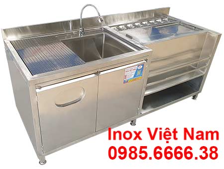 Mẫu Thiết Kế Quầy Pha Chế Inox Có Bồn Rửa QB-62