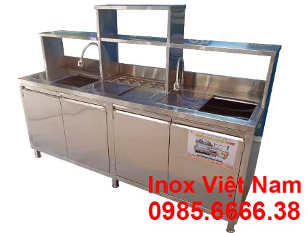 Quầy Pha Chế Inox Có 2 Bồn Rửa QB-65