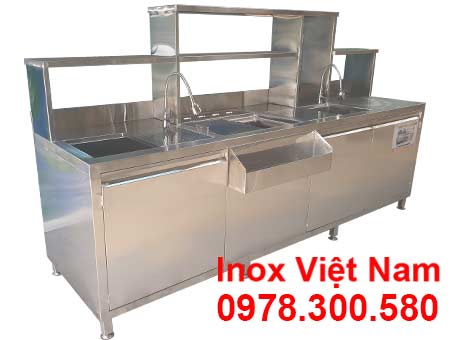 Quầy Pha Chế Inox Có 2 Bồn Rửa QB-67